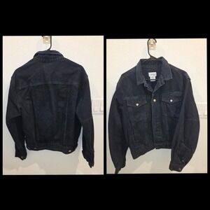 Calvin Klein Mens Vintage Black Denim Jacket Relaxed Fit Trucker 100% Cotton